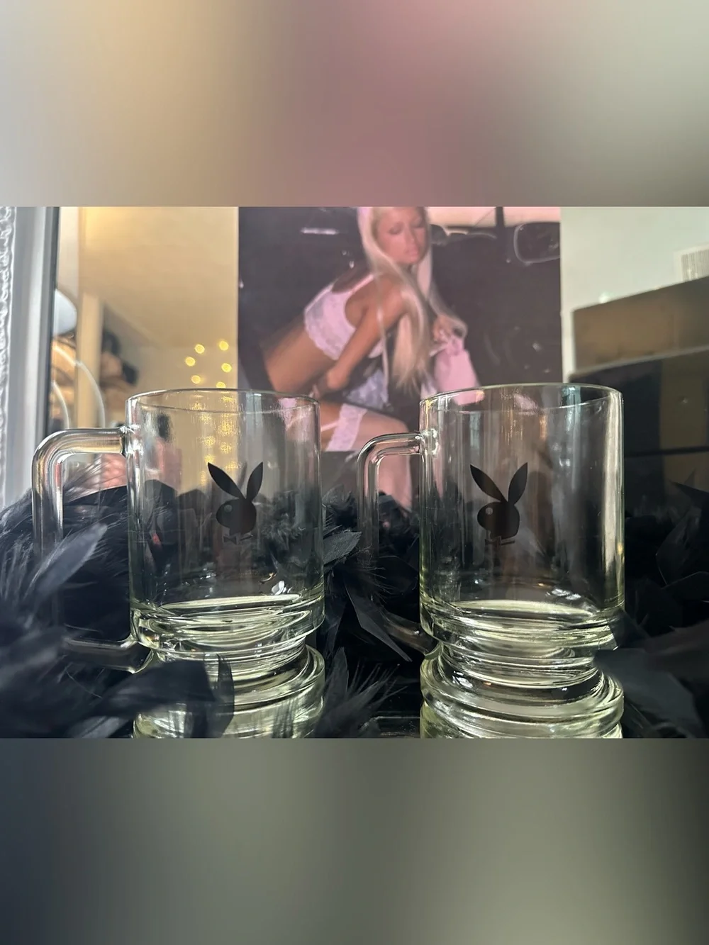 Playboy Vintage Glass Mug Set of 2